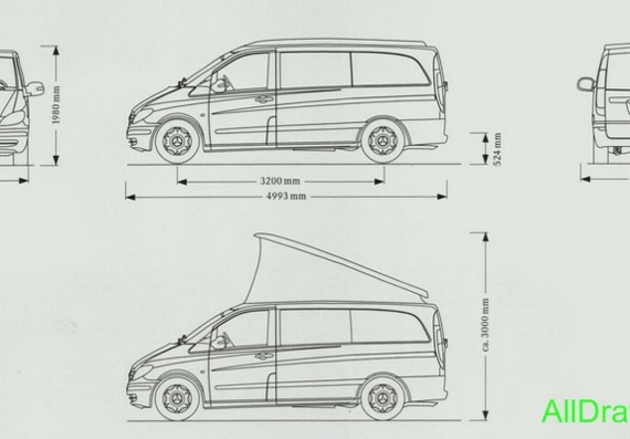 Mercedes Viano Marco Polo (2004) (Мерcедес Виано Марcо Поло (2004)) - чертежи (рисунки) автомобиля